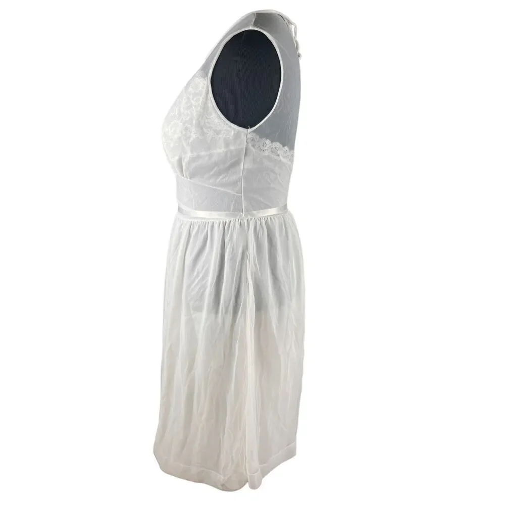Vintage 50s Charmode Nightgown White Size 40 Lace Bridal Honeymoon Lingerie